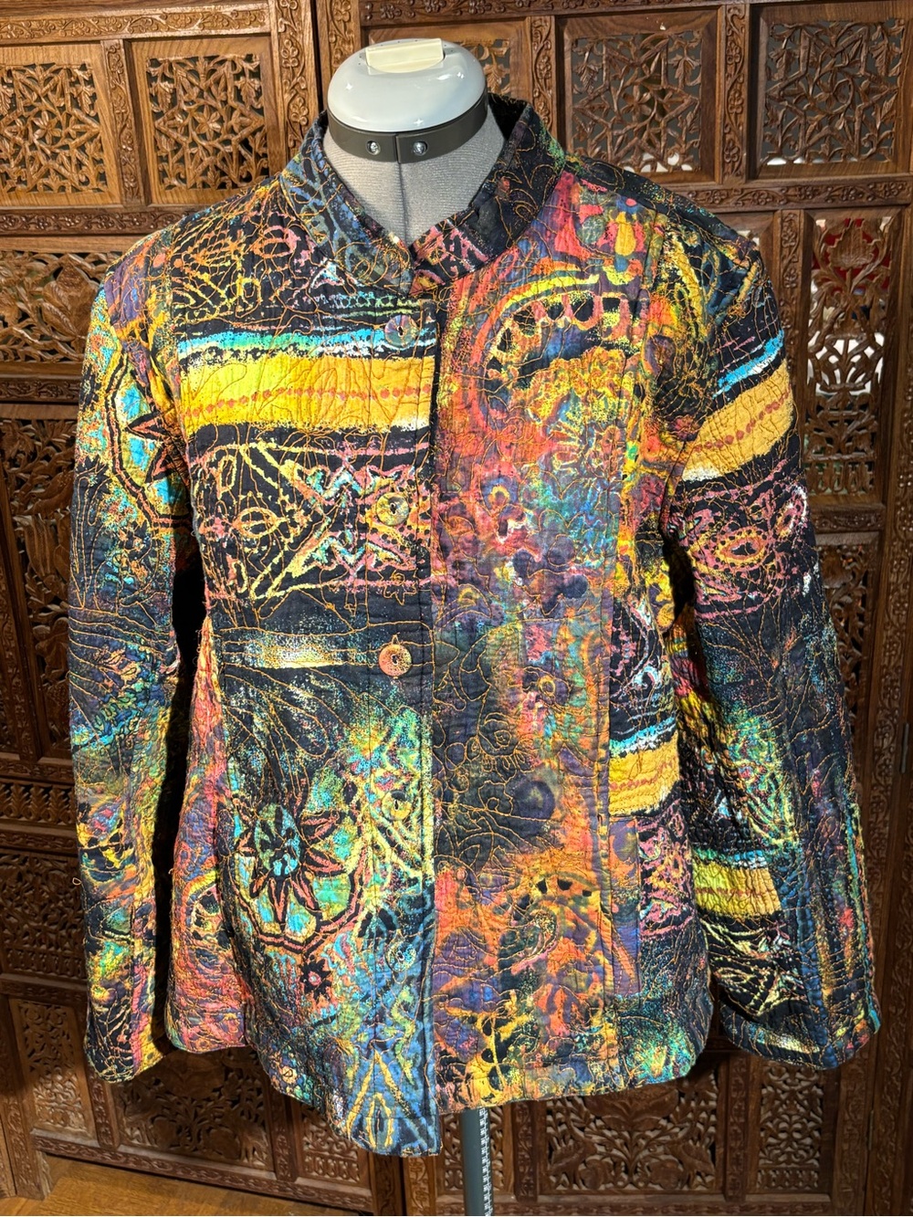 Chico’s Reversible multicolor Quilted Artistic Pattern Jacket